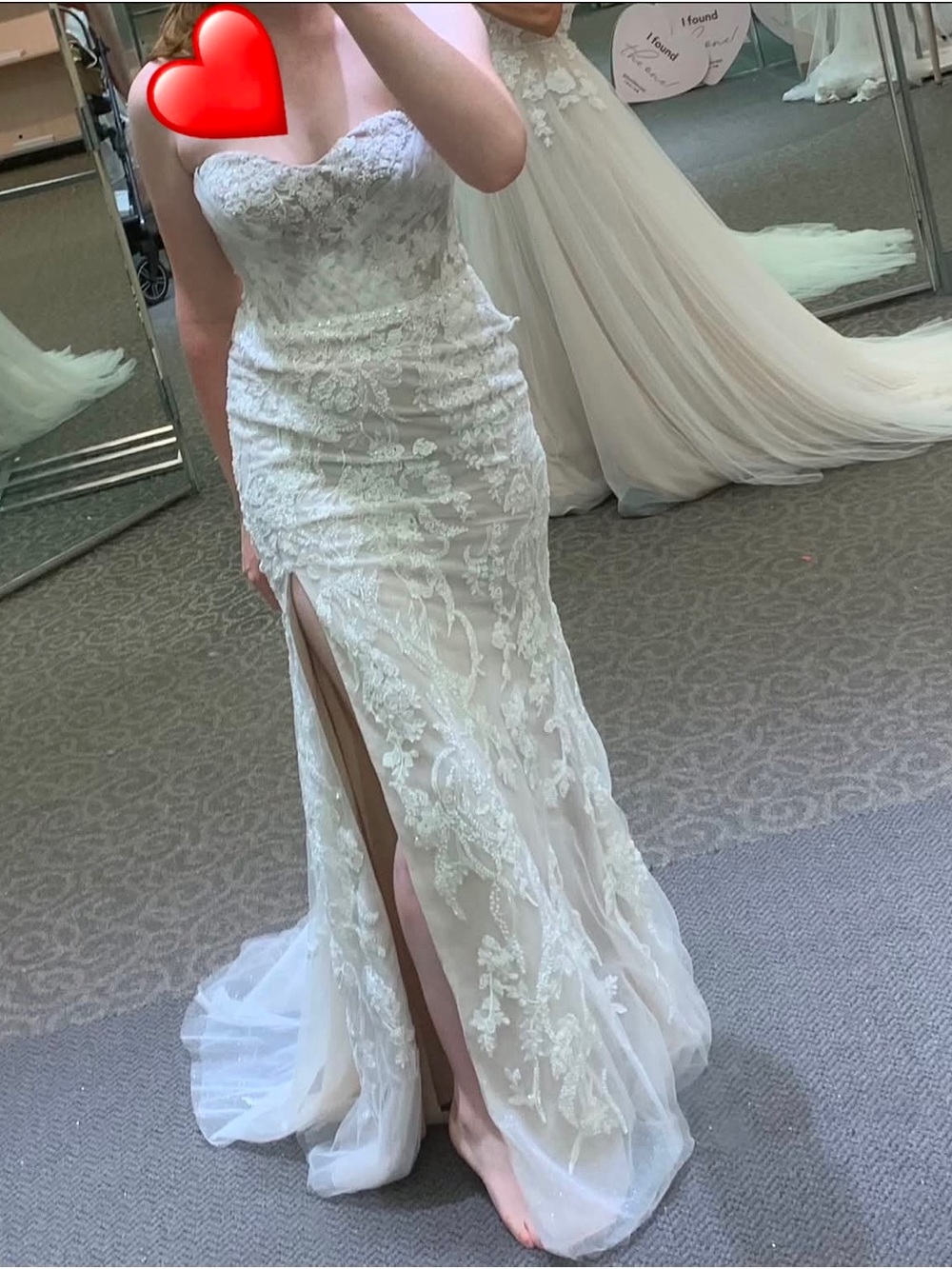 Galina Signature Strapless Lace Applique Wedding Dress in Ivory Style LSSWG881 - Picture 2 of 4